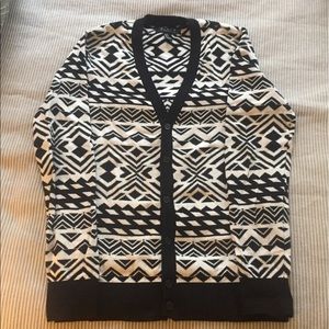 21MEN Black and White Light Cardigan